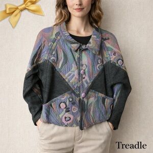 Treadle Art2Wear Reversible Floral Blazer Pastels S